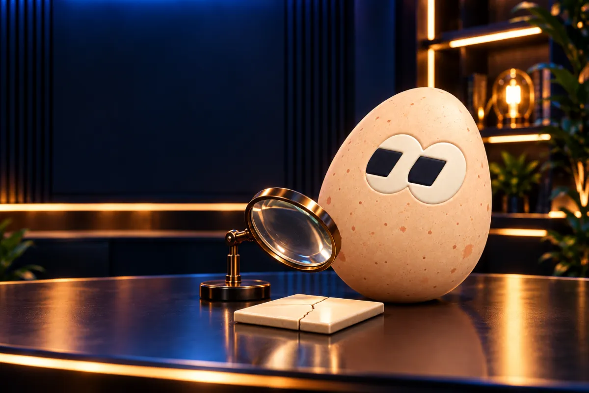 The FOMOEgg egg in the studio, illustrating: Are memecoins risky?