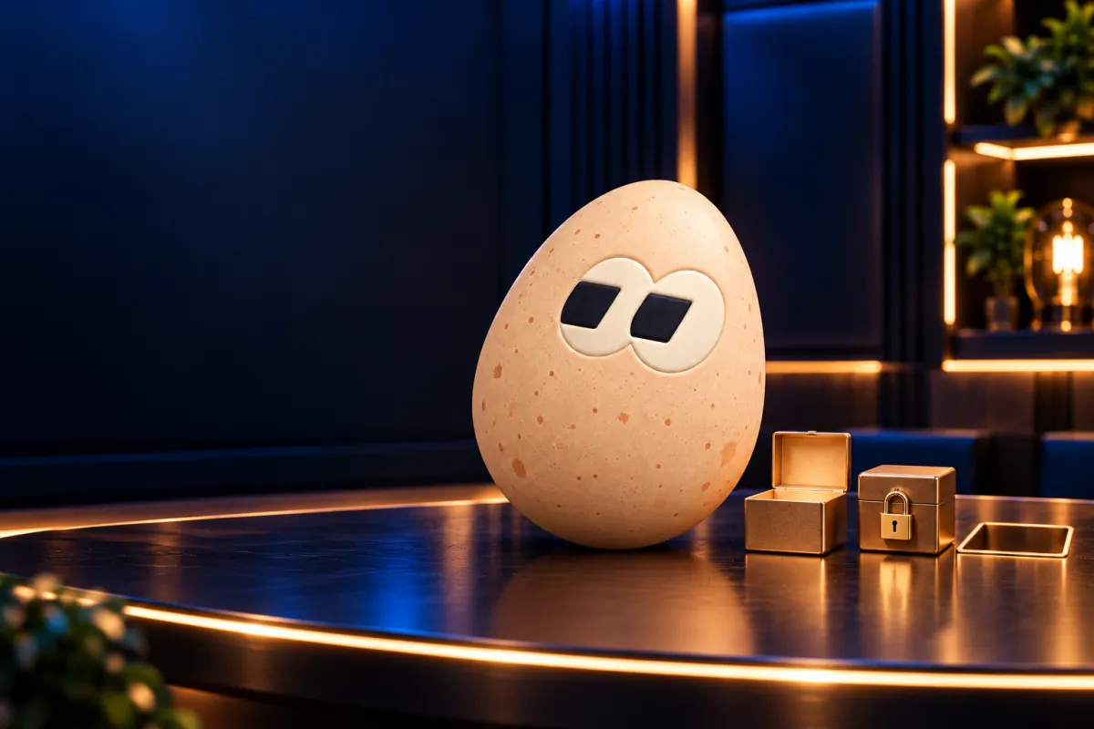 The FOMOEgg egg in the studio, illustrating: What is the difference between burning, locking and vesting?