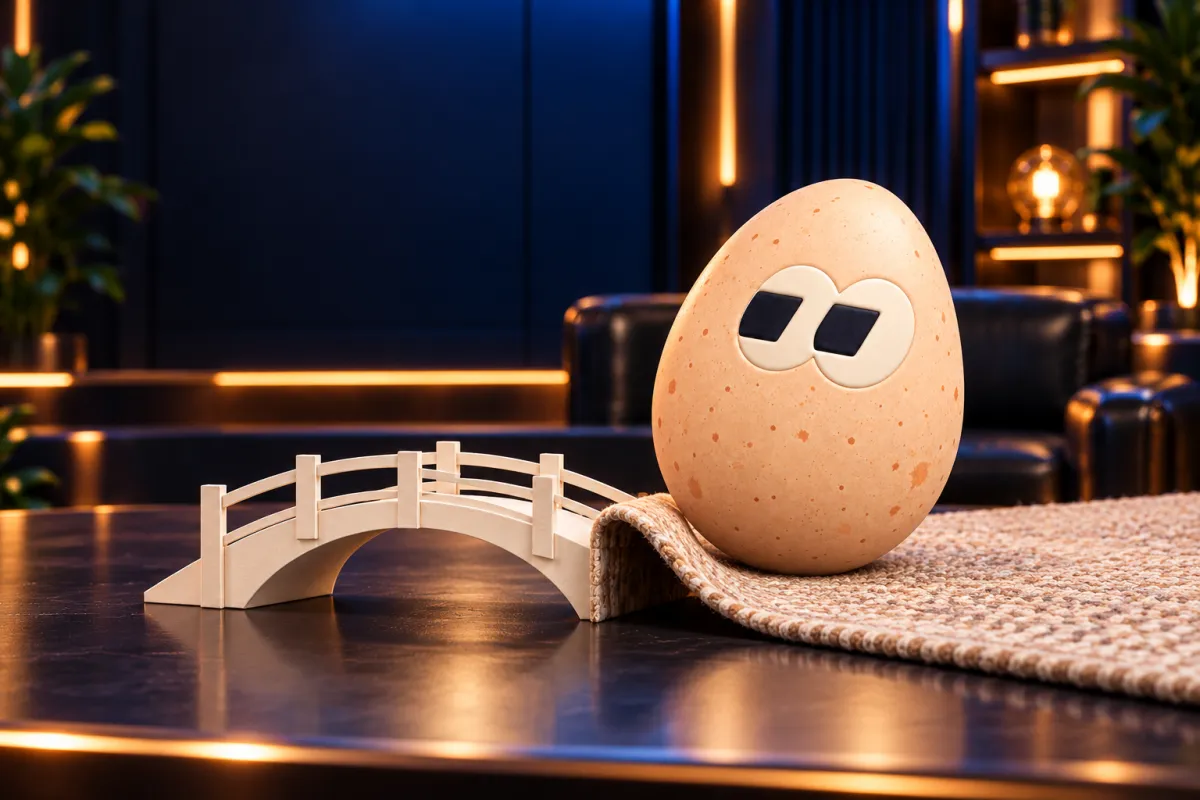 The FOMOEgg egg in the studio, illustrating: What is the difference between a CTO and a rug pull?