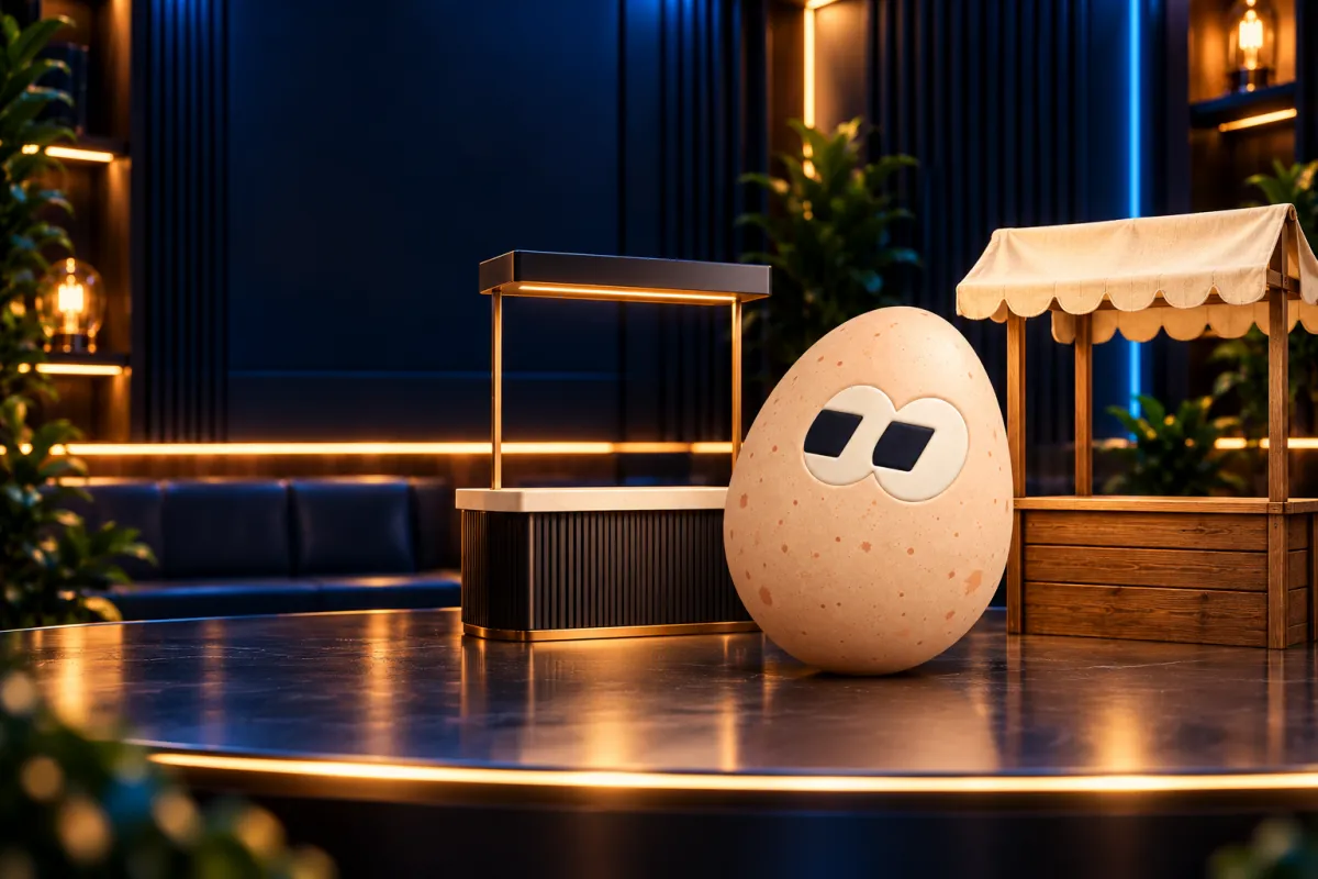 The FOMOEgg egg in the studio, illustrating: What is the difference between a DEX and a CEX?