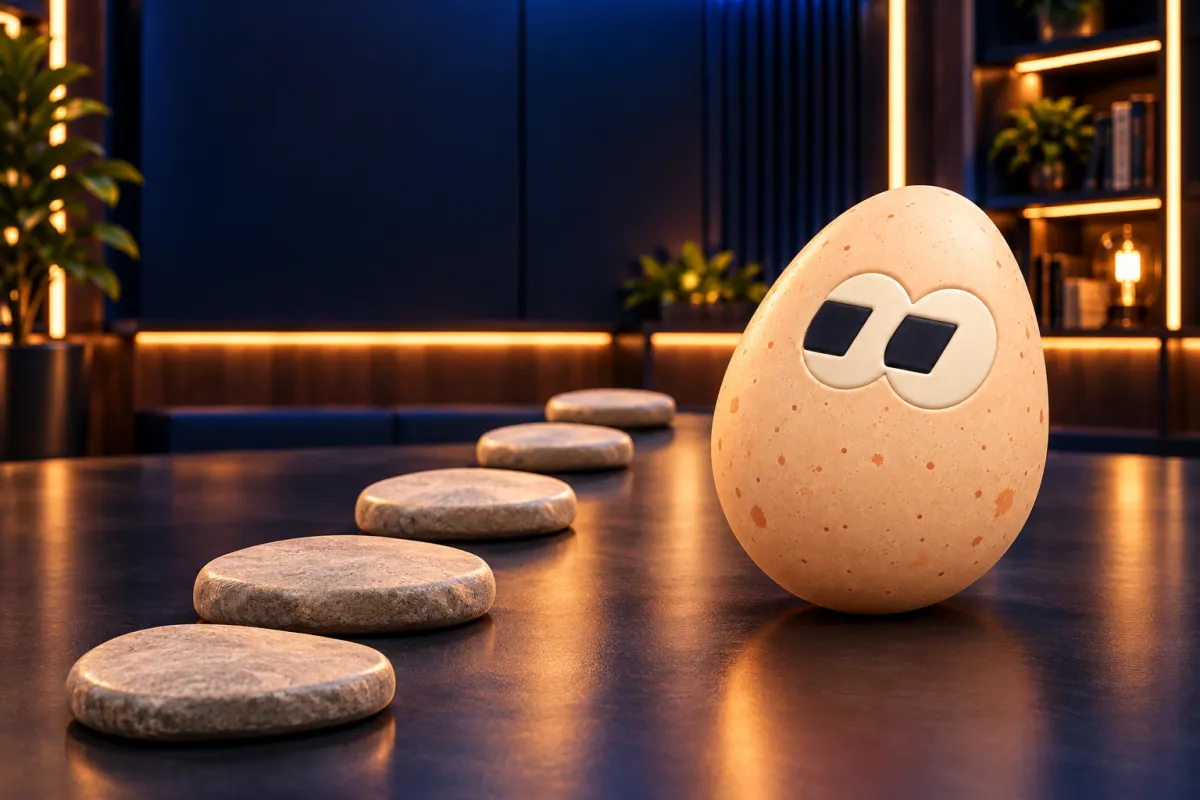 The FOMOEgg egg in the studio, illustrating: How to buy a memecoin?