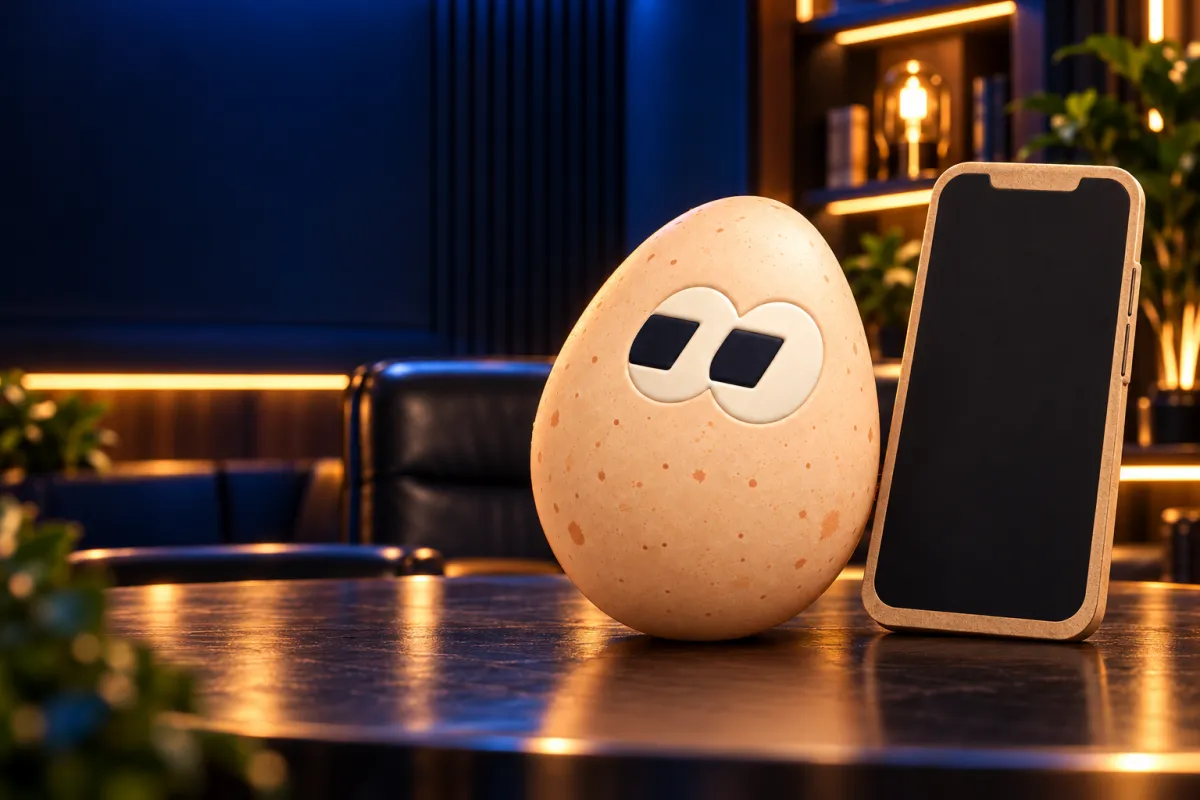The FOMOEgg egg in the studio, illustrating: How do I use the fomo app?