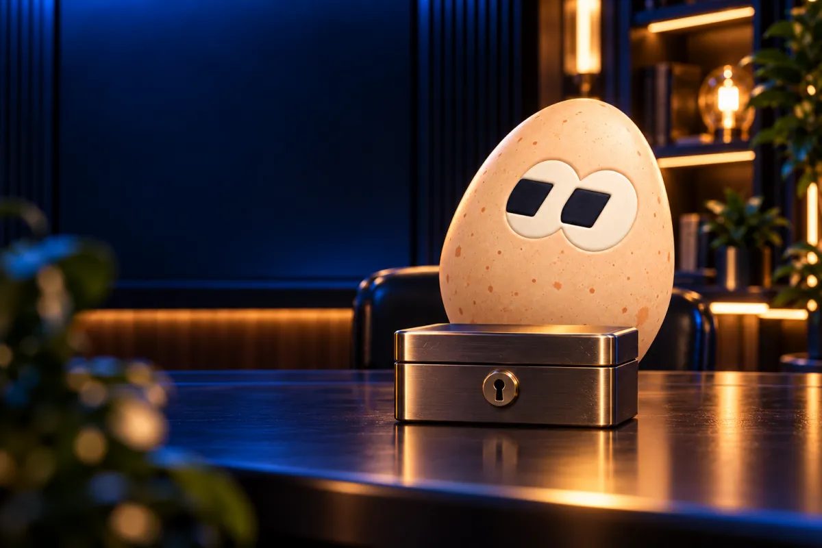 The FOMOEgg egg in the studio, illustrating: How do I keep my seed phrase safe?