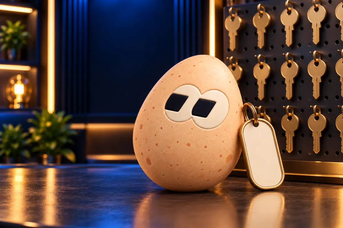 The FOMOEgg egg in the studio, illustrating: What is a contract address?