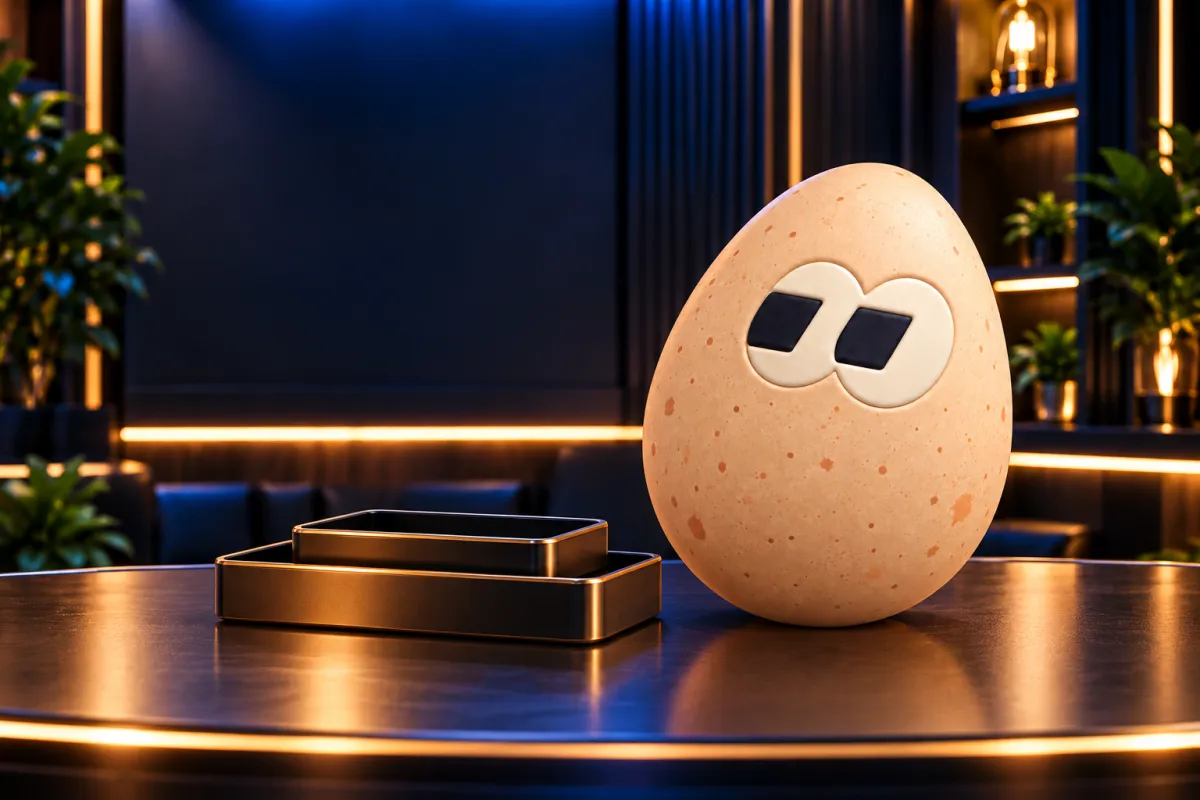 The FOMOEgg egg in the studio, illustrating: What is a layer 2 in crypto?