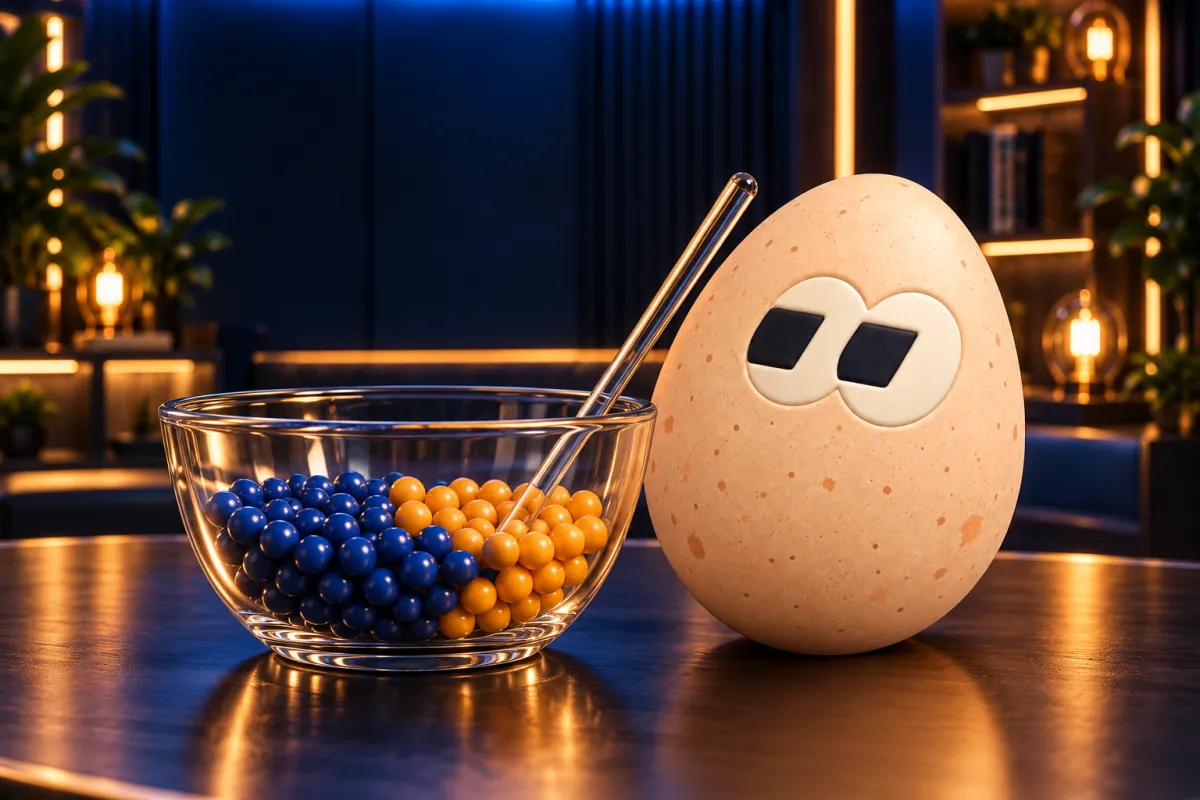 The FOMOEgg egg in the studio, illustrating: What is a liquidity pool?