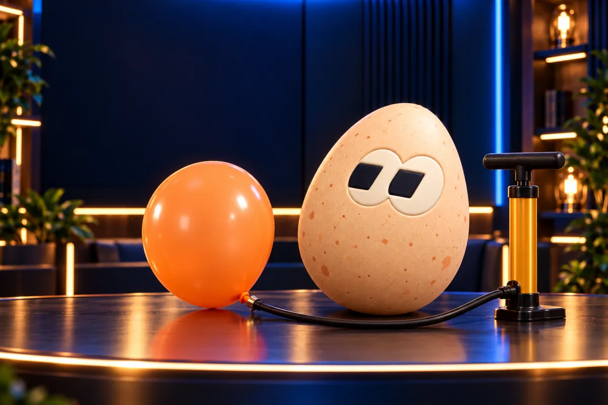 The FOMOEgg egg in the studio, illustrating: What is a pump and dump?