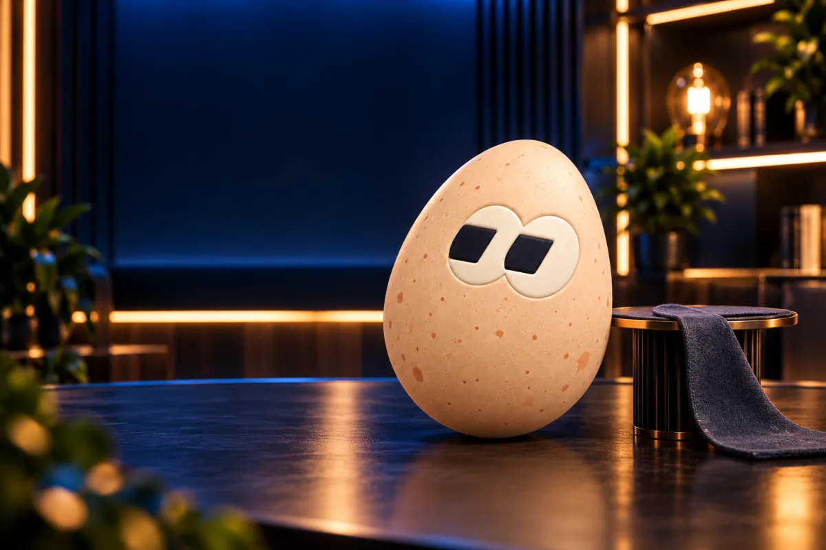The FOMOEgg egg in the studio, illustrating: What is a rug pull?